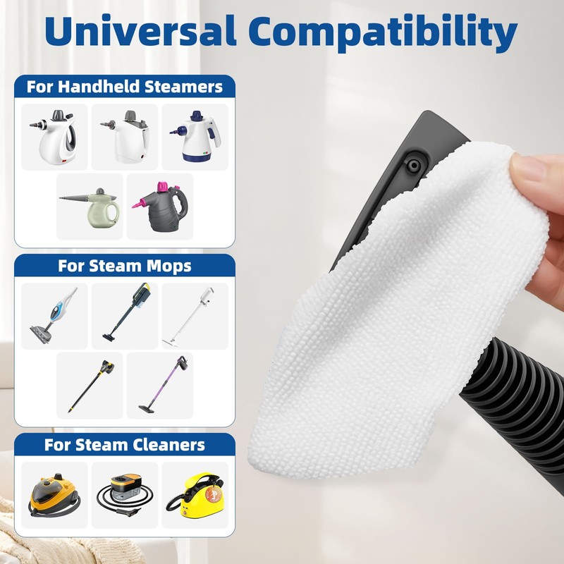 LOVECO 8 Pack Universal Microfiber Cloths for Handheld Steam Cleaner