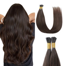 Brown I Tip Hair Extensions Human Hair 28 Inch #2 Dark Brown Itip Hair Extensions 50g/50Strands Straight Pre Bonded I Tip Hair Extensions
