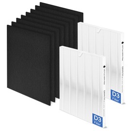 D360 Replacement Filter D3 Compatible with Winix Air Purifier Filter Replacement D360-D3 for Winix D360 3-Stage True HEPA Air Purifier, Part # 1712-0101-02. 2 H13 HEPA Filter and 8 Carbon Pre-filter