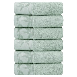 SEISSO Bathroom Hand Towels Set of 6 Bamboo Viscose Towel, Quick Dry & Durable Bath Hand Towel 13” x 29”, Soft Absorbent Washcloth Perfect for Home Bathroom, Hotel, Salon, Spa, Gym, Kitchen, Green