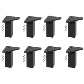 Kukicu Furniture Feet - Legs for Furniture - Set of 4 - Colour: Black - Square Profile: 40 x 40 mm - Screws Included (8 Pieces, Height: 10 cm)