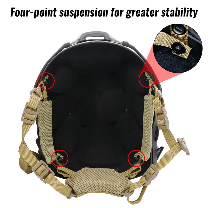 Yzpacc Tactical Helmet Chin Strap Adjustable Dial 4 Points Suspension