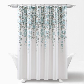 Lush Decor - Cortina de Ducha de Flores lloradas, 72 x 72 Pulgadas, Azul y Gris