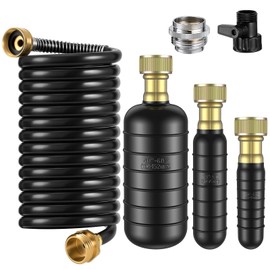 3 Pcs Drain Bladder Kit, Drain Cleaning Bladder Fits 1" to 6" Pipes, with 10 ft Retractable Hose, Shut-Off Valve & Brass Faucet Adapter Fits Most Faucets– For Sinks, Showers, Pools & Drains (Black)