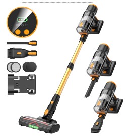Cordless Vacuum Cleaner, 550W/45Kpa Stick Vacuum with Touch Screen, Max 55 Mins Runtime, Wireless Vacuum Cleaners for Homecolor: Gold, plug type: US, voltage (v): 220-240V