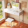 SUPERJARE 31.5" White Desk with 2 Drawers, Modern Makeup Vanity