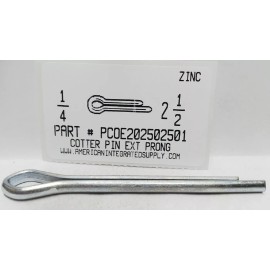 AMERICANINTEGRATEDSUPPLY.COM 1/4X2-1/2 COTTER PINS EXTENDED PRONG STEEL ZINC PLATED (10)