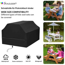 Picnic Table Children's Cover Waterproof Protective Cover for Children's Seat Set Outdoor Protective Cover Children's Seat Set Garden Wood 420D Oxford Fabric Windproof Anti-UV, 100 W x 90 D x 60 Hcm
