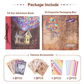 XiongXiong Large Our Adventure Book 60 Pages 12x12 Inch Scrapbook Photo Album,Retro Embossed Hardcover Travel Diary Journal Scrap Book For Couples,Memory Book For Anniversary Wedding,Mother's Day gift