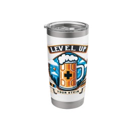 Level Up Your Stein Funny Gamer Beer Lover Oktoberfest Quote Stainless Steel Insulated Tumbler