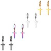 JewelryWe Wholesale 4Pairs Cross Earrings,Glossy Stainless Steel Dangle Earrings Hoop