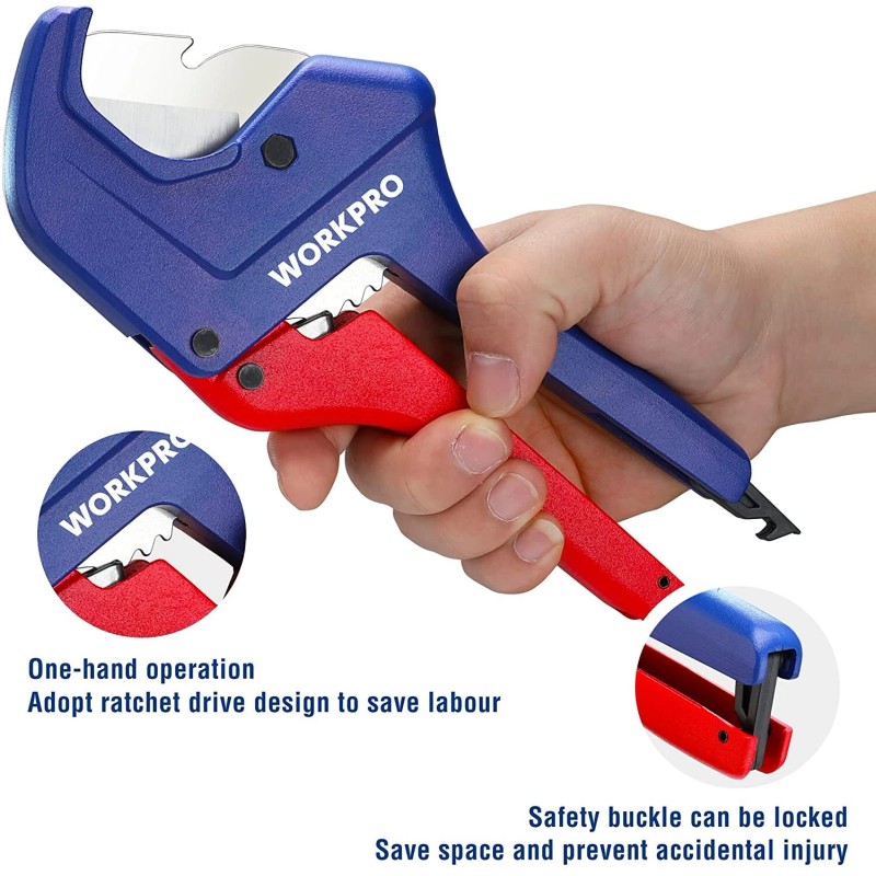 WORKPRO Ratchet PVC Pipe Cutter Up to 1-5/8" Plastic Pipe