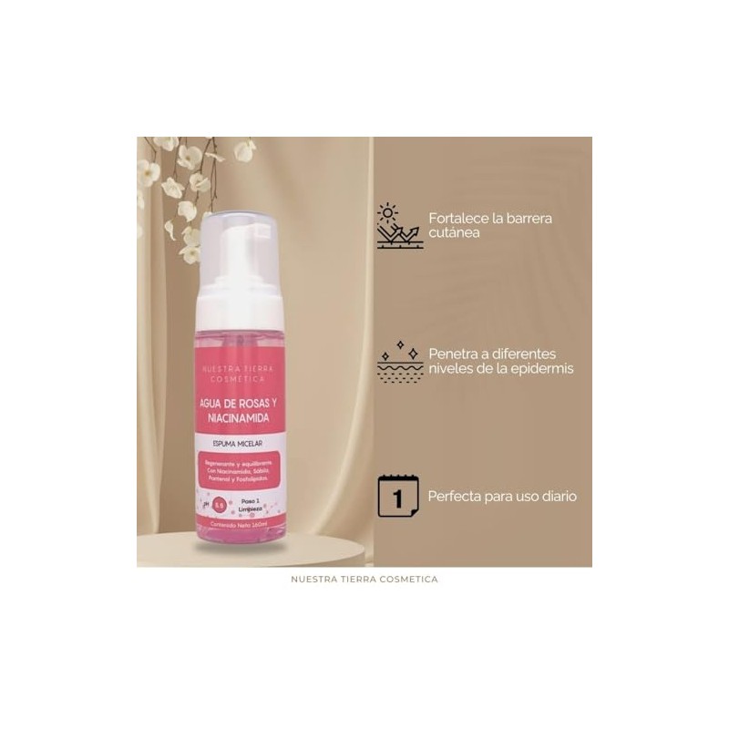Espuma Micelar Agua De Rosas Y Niacinamida