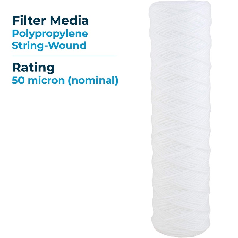 SpiroPure SP-CW50 10x2.5 50 Micron String-Wound Polypropylene Sediment Water Filter