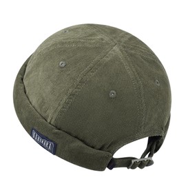 Clakllie Corduroy Docker Cap Sailor Hat Men's Summer Without Visor Adjustable Harbour Hat Casual Shipper Hat Fashionable Brimless Hat Headwear Sailor Cap, HBH01-Green