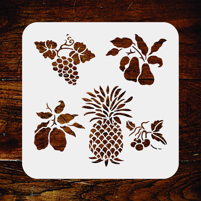 Fruit Stencil, 10 x 10 inch - Pear Grape Cherry
