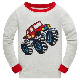 Akyzic Little Boys Pajamas Set Monster Truck Pjs Toddler Cotton Long Sleeve Sleepwear Children 2 Piece Outfit Nightwear For Kids Age 4 Years