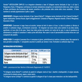 Collagene per Articolazioni | 80 compresse | 3000 mg Collagene marino di Tipo 1 e 2 | Collagene idrolizzato peptidi con Manganese e Rame | Tendini e Articolazioni | STARDEA ARTICOLAZIONI COMPLEX