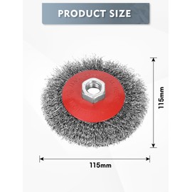 Wire Brush for Angle Grinder Diameter 115 mm, M14 Thread Attachment, Made of Corrugated HSS Steel Wire, for Metal and Stone, for Cleaning, Descaling, Roughening and Rust (Pack of 3)