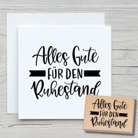 Newstamps Stamp "Alles Gute für den Ruhestand" motif stamp, large wooden and rubber for card making, wooden stamp, sayings, sayings, text stamp, lettering, scrapbook, textile stamp, decoration