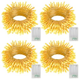 4 Pack String Lights Battery Operated, 13.2Ft 40 LED Clear Wire Fairy String Lights, Christmas Twinkle Fairy Lights Outdoor for Christmas Garden Wedding Party Decor (Warm White)