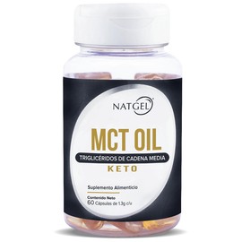 MCT OIL | Aceite de Coco Fraccionado Puro | 60 Cápsulas 1.3g | Trigliceridos de Cadena Media | Natgel