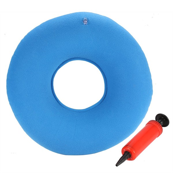 Aramox Inflatable Ring Cushion, Comfortable Seat Cushion for the Treatment of Hemorrhoids, Wounds in Bed, Coccyx and Coccyx Pain - 13.5 Inches (Blue)