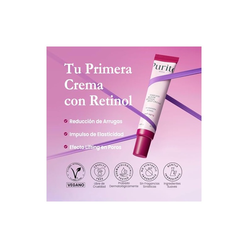 Purito Crema Retinol Facial Antiarrugas Piel Sensible Coreano Líneas Finas