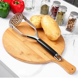 Joyoldelf Heavy Duty Stainless Steel Potato Masher, Folding Masher Kitchen Tool & Food Masher/Potato Smasher, Perfect for Avocado, Bean, Vegetable, Fruits, Baby Food, Meat