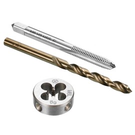 sourcing map Tap and Die and Drill Set M6 x 1 Left Thread Milling Cutter and Round Die 5 mm Cobalt High-Speed Steel Spiral Drill Bit