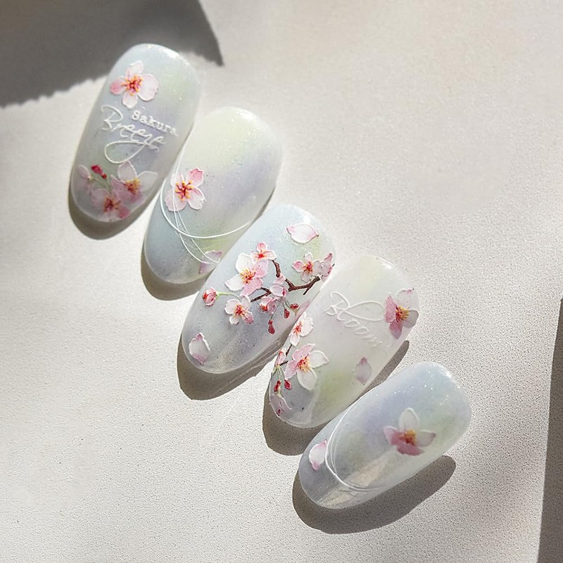 Adesivo per unghie con fiori di ciliegio rosa ciliegia per