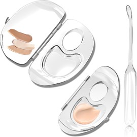 Simpeak 3 en 1 Paleta de Mezcla de Maquillaje, Pequeñas Placa de Prueba Color Transparente de Base Acrílico con Pluma de Paleta, Disco de Almacenamiento para Mezclar Sombras de Base Cosmética