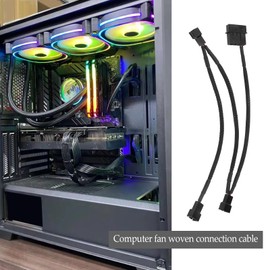 Be In Your Mind 2PCS Distribution Cable 12V 2-Pin 60cm Molex Plug Z-Braided Sleeve Computer Laptop Fan Cable for Connecting Case Fans to Power Supply