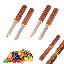 NXPpiULeh 4 PCS Paring Knives Set Professional Peeling Knife Stainless Steel Dual Blade for Fruits and Vegetables,for Kitchen,Camping,Hiking(Brown)