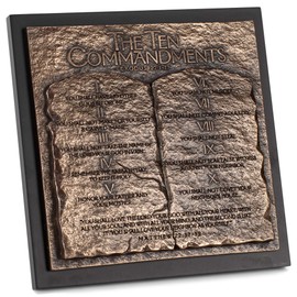 Lighthouse Christian Products The Ten Commandments Hammered Bronze Tone 8.75 x 8.75 Cast Stone Sculpture Plaque