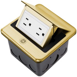 Vagueior Recessed Floor Electrical Outlet Kit,Waterproof Electrical Outlet Covcer Box,Hidden 20A Tamper-Resistant Receptacle Outlet with Slow Elastic Damping ，ETL Certified,Brass