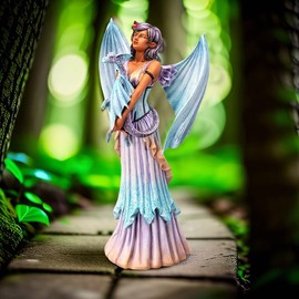 Pacific Giftware 16" Tall Large Dragon Keeper Fairy Mesmerizing Lavender & Aqua Winged Sculpture by Amy Brown Statue for Indoor Home Decor and Outdoor Decor Colletible Figurine