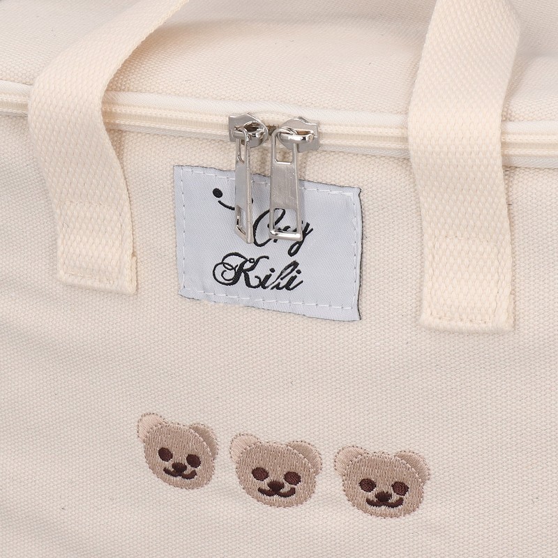 Insulated Lunch Bag Embroidered Bear Waterproof Leakproof Adjustable Straps Lunch