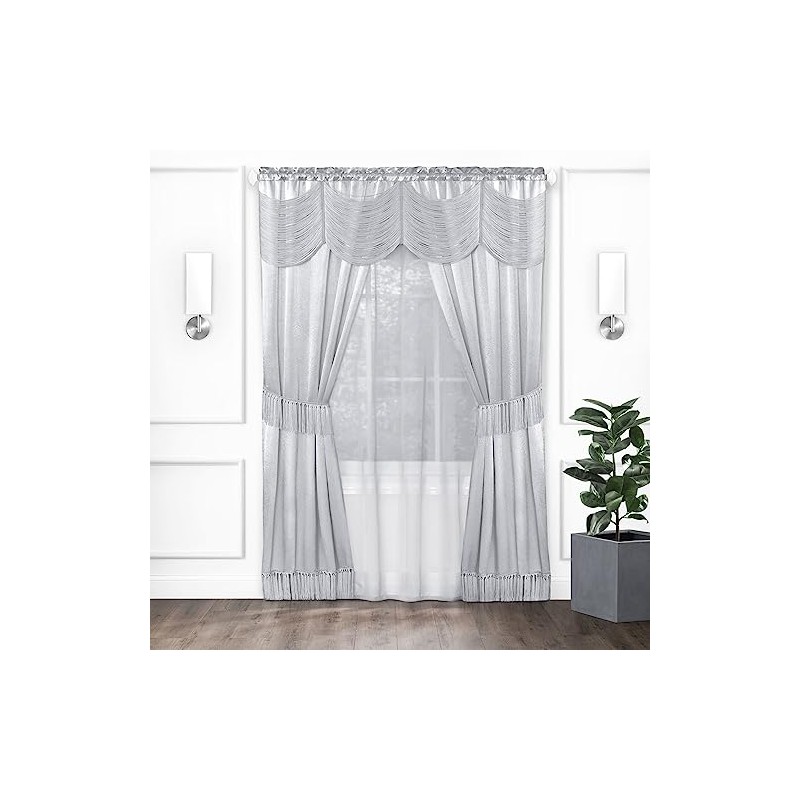 Halley Window Curtains, 6-Piece Set - 56 Inch Width, 63