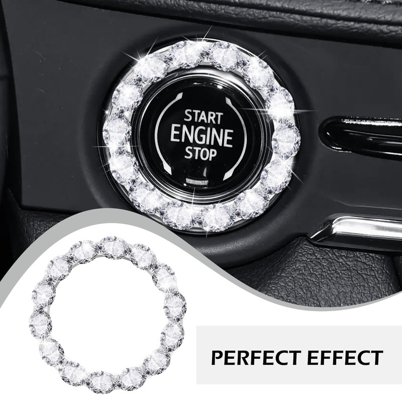 Bawkars Car Bling Push Start Button Cover, Crystal Rhinestone Engine