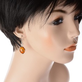 Amber Earrings - Baltic Honey Amber Dangling Earrings "Piper" - Sterling Silver Jewelry Collection