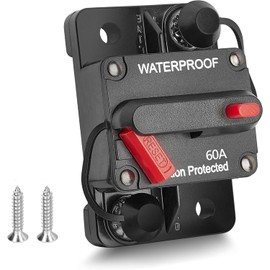 RED WOLF 60A Circuit Breaker with Manual Reset Fuse Holder Waterproof Car Circuit Breaker for Car Boat Caravan Truck Audio Motor 12-48V DC Circuit Breaker