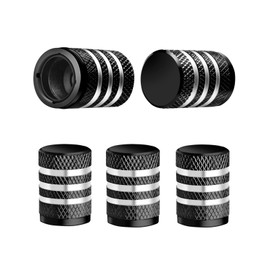 Tire Valve Stem Cap Cover - (5 Pack) Tire Air Caps Metal with Plastic Liner Corrosion Resistant Leak-Proof for Car Truck Motorcycle SUV and Bike Black