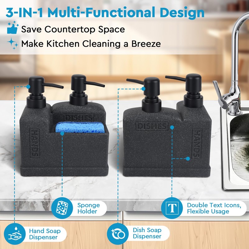 Kitchen Soap Dispenser Set,Dish Soap Dispenser and Hand Soap Dispenser