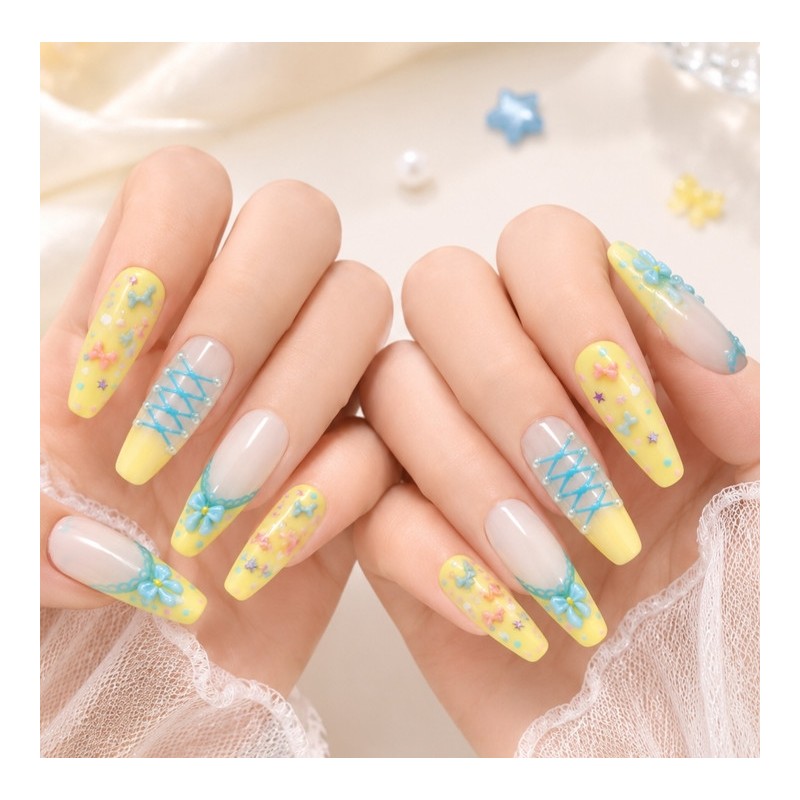 Butter Ribbon Handmade Nail Tip - Water Drop / 버터