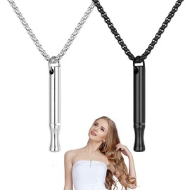 2PCS Anxiety Necklace Breathing,Mindful Breathing Necklace,Black and Silver Breathing Necklace,Anxiety Necklace Necklace for Anxiety Relief,Anxiety Breathing Necklace,Meditation,Anxiety Gift Breathing