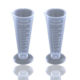 2PCS Measuring Cup, 50ml PP Plastic Graduated Beaker Transparent with Measurement Mark for Lab, Kitchen Liquids Making