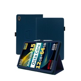 Case for Topsand M8/HAOVM M8 2025 Android 15 Tablet 8 inch，WUNIAK Premium Leather Business Folio Stand Cover for HAOVM M8 2025 Android 15 Tablet 8 inch with Hand Strapt,Blue