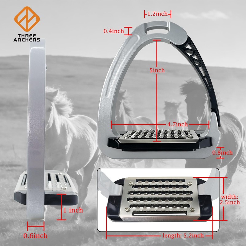 THREE ARCHERS Side Opening Safety Stirrups for Adults,4.7”Anti-Slip Grated Tread