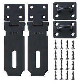 Alise 2pcs Door Locks Hasp Latch,4 Inch SUS 304 Stainless Steel Safety Packlock Clasp Hasp Lock Latch,with Fixing Screw for External Doors Window Cabinet Pet Cage,MS9B-4C-2P